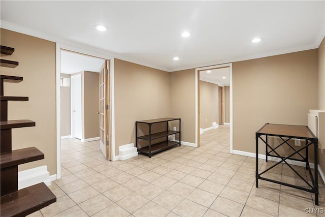 interior space featuring light tile patterned floors