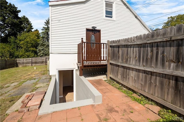 view of entry to storm shelter