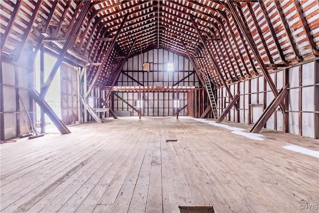 view of unfinished attic