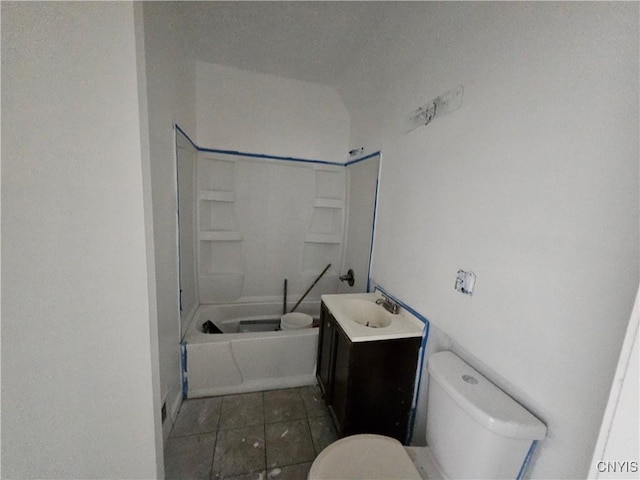 full bathroom featuring vanity, shower / bathtub combination, and toilet