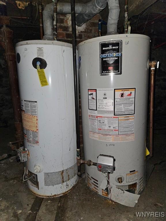 utility room featuring gas water heater