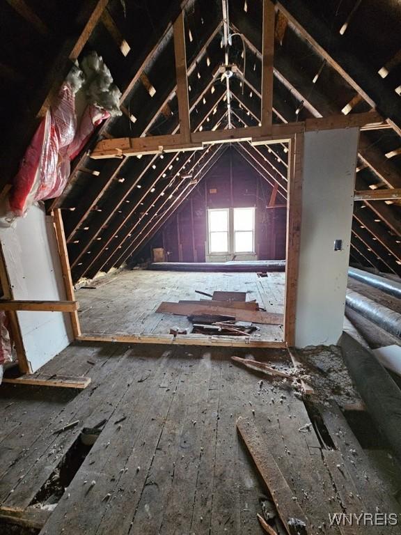 view of unfinished attic