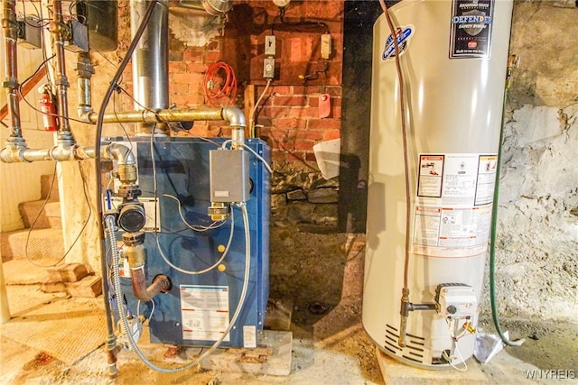 utility room with gas water heater