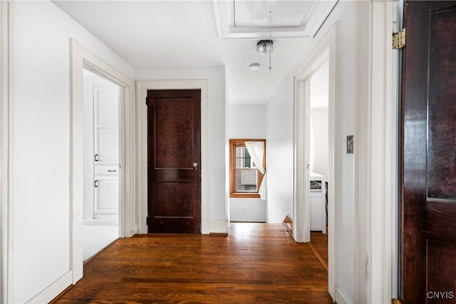 hallway featuring dark hardwood / wood-style floors