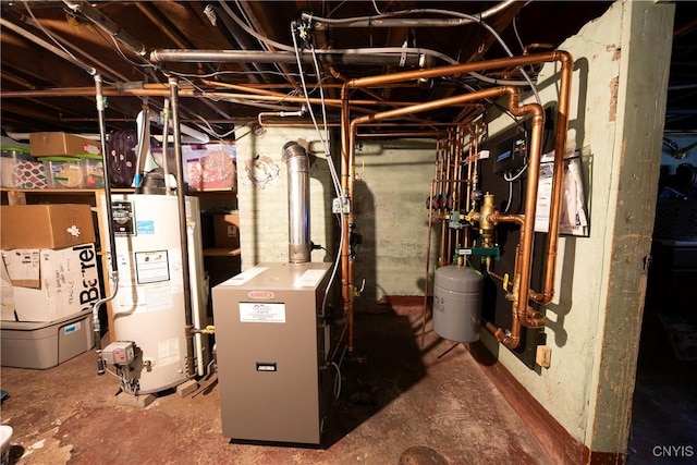 utility room with gas water heater