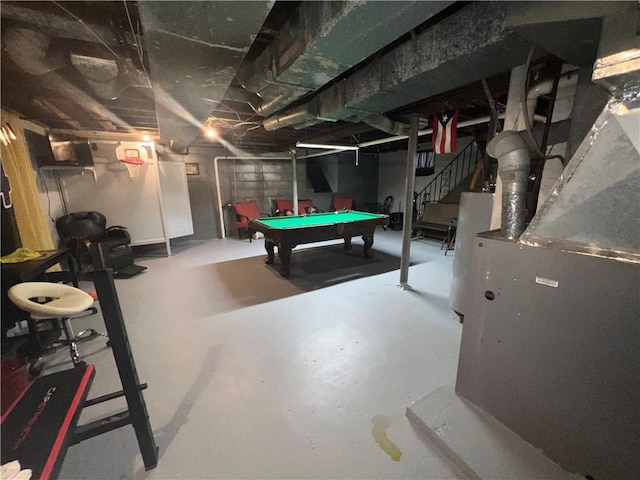 rec room featuring concrete flooring and pool table