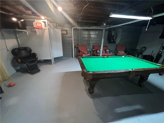 rec room with concrete flooring and pool table