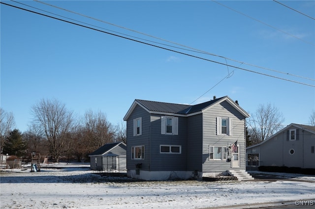 view of snow covered exterior