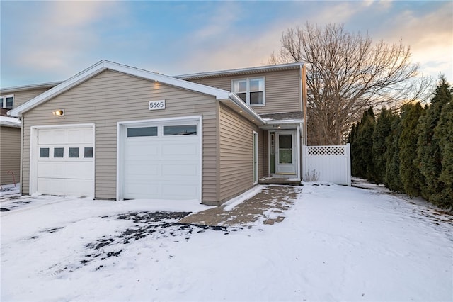 view of property featuring a garage