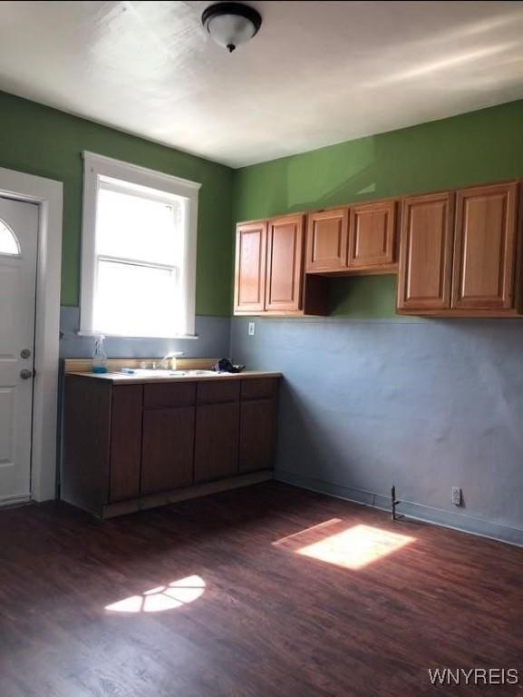 kitchen with sink and dark wood-type flooring