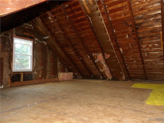 view of unfinished attic