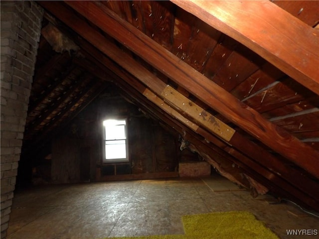 view of unfinished attic