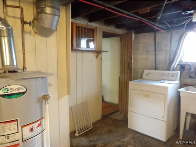 laundry room with washer / dryer and gas water heater