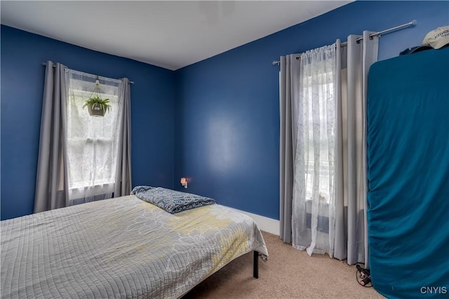 bedroom with carpet flooring and multiple windows