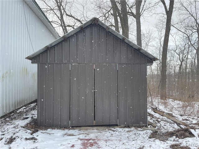 view of snow covered structure