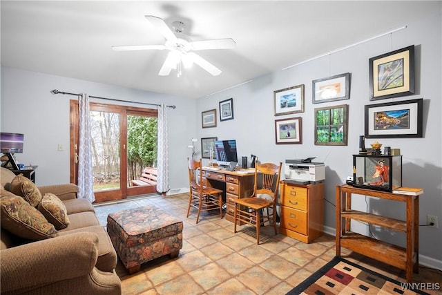 office featuring ceiling fan