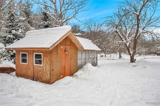 view of snow covered structure