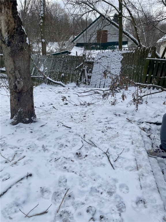 view of snow covered land