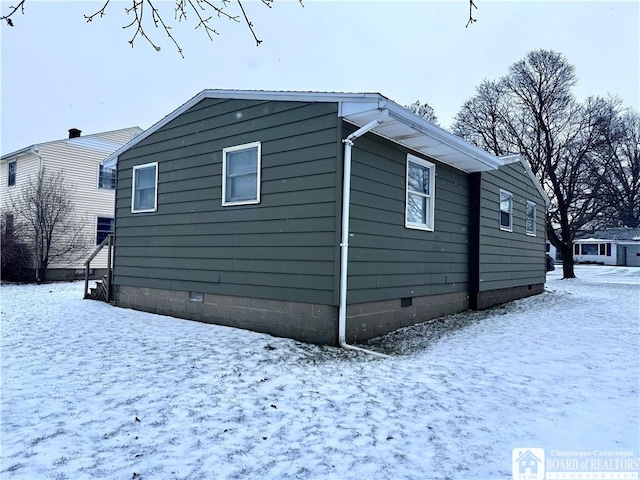 view of snow covered exterior