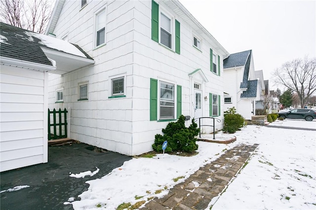 view of snowy exterior