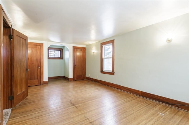 unfurnished room with light hardwood / wood-style flooring