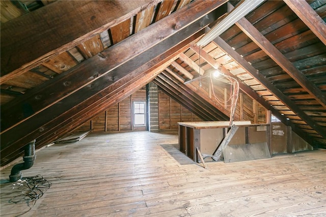 view of unfinished attic