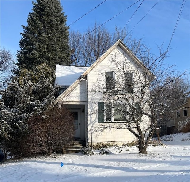 view of snow covered exterior