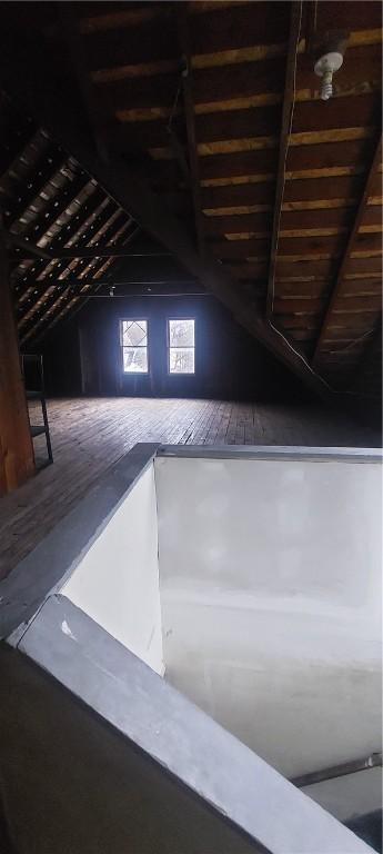 view of unfinished attic