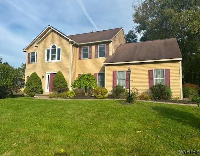 colonial house with a front lawn