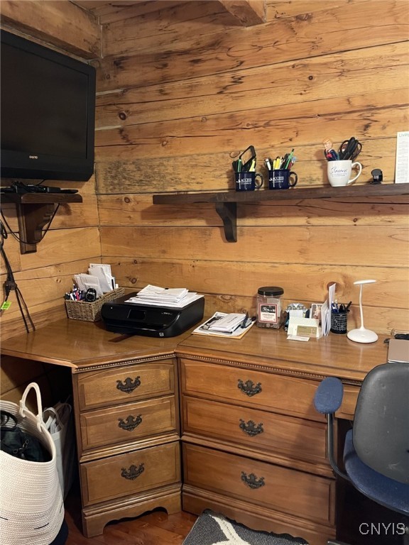 interior space with wooden walls