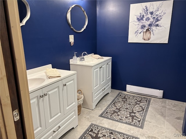 bathroom featuring vanity and a baseboard radiator