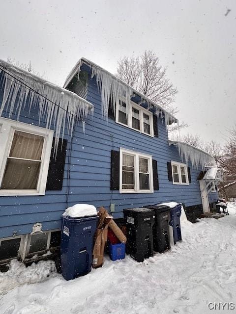 view of snowy exterior