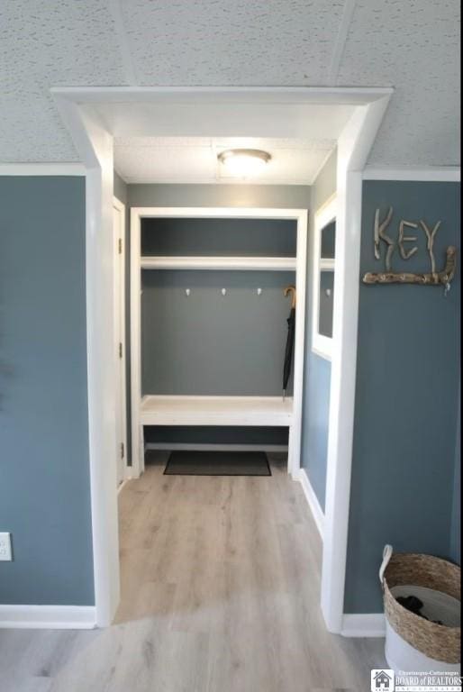 corridor with light hardwood / wood-style floors