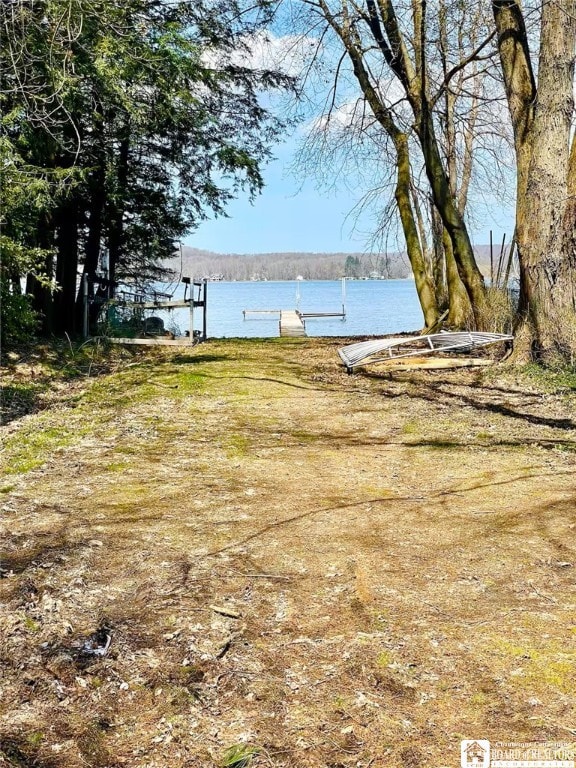 view of yard with a water view