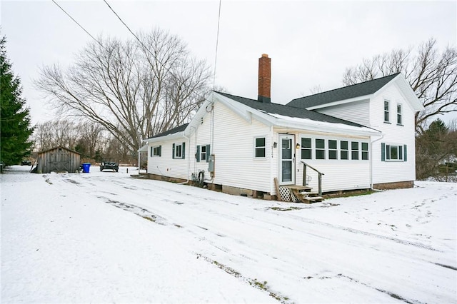 view of snow covered exterior