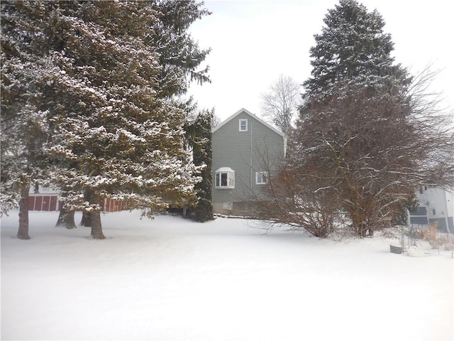 view of snow covered exterior