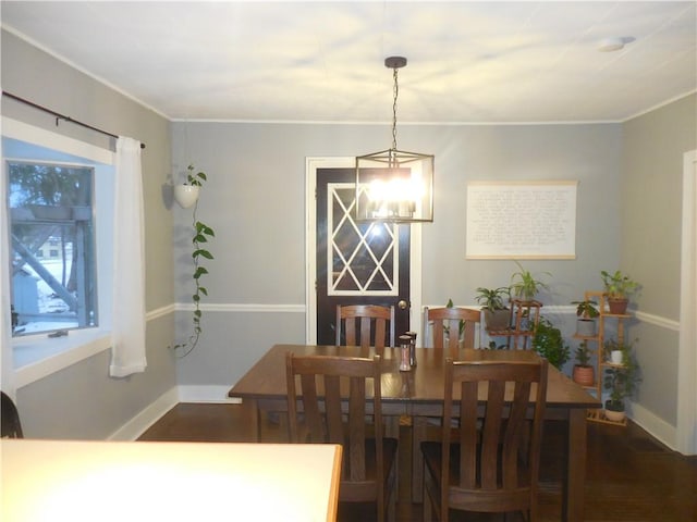 dining area featuring dark hardwood / wood-style flooring