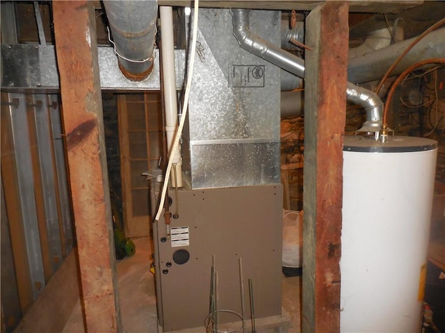 utilities with gas water heater and heating unit