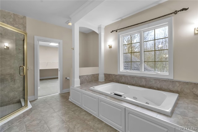 bathroom with plus walk in shower