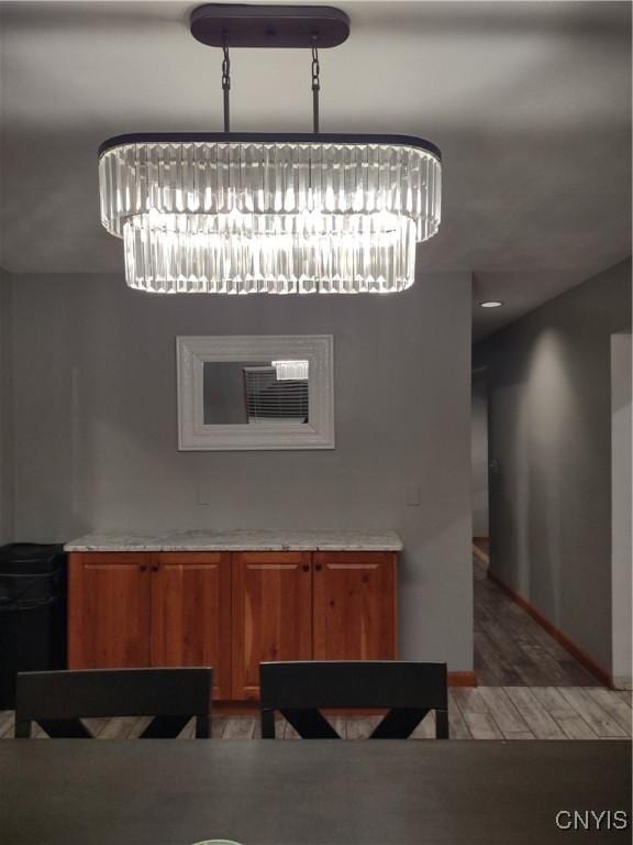 dining area with a chandelier