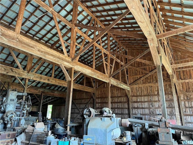 misc room with lofted ceiling