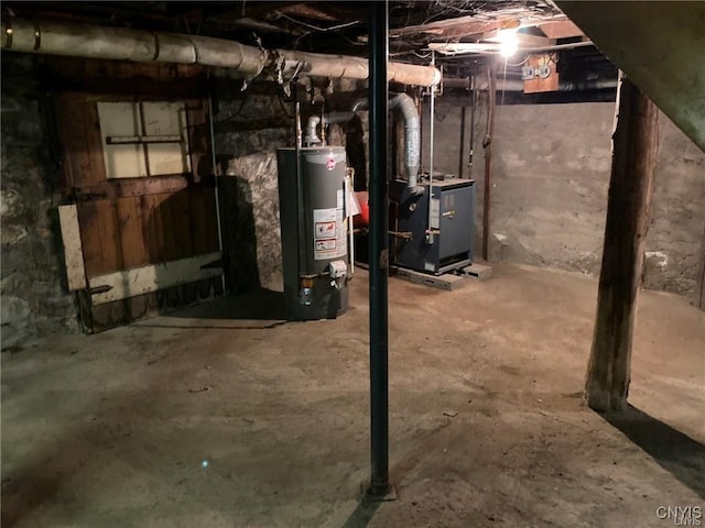 basement with gas water heater