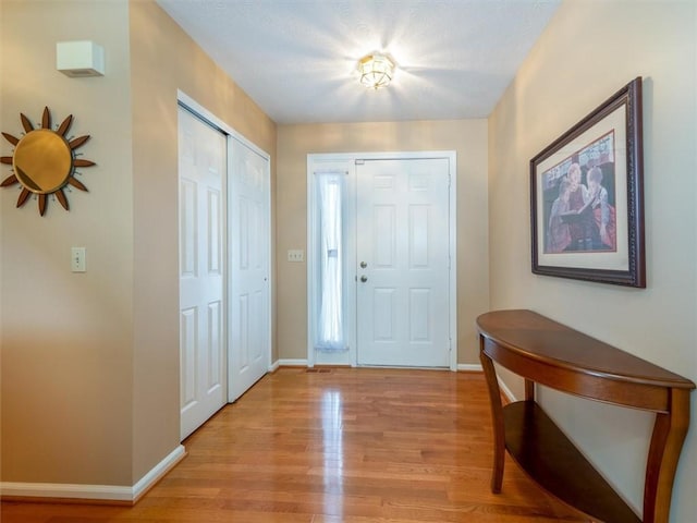 foyer with light wood-type flooring