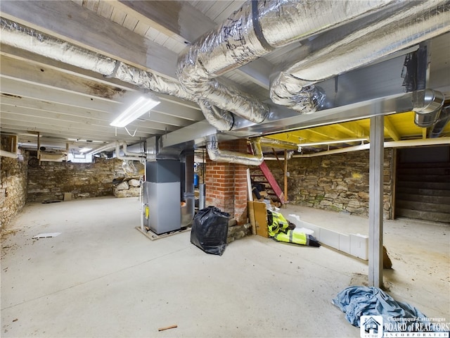 basement with heating unit