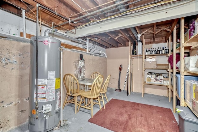 basement with water heater