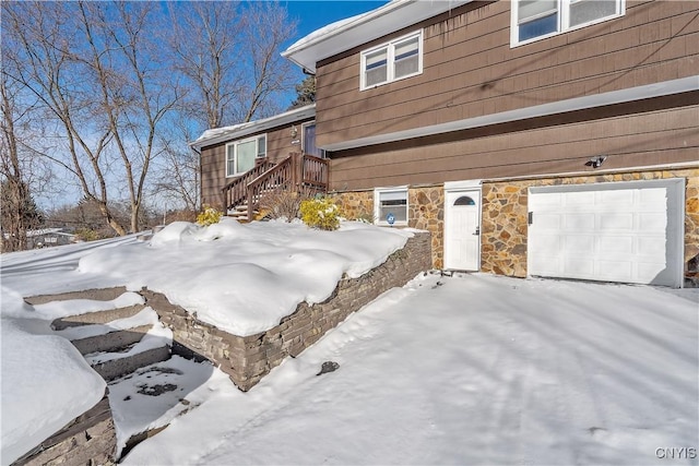 view of snow covered exterior