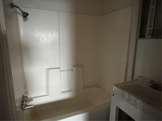 bathroom with vanity and shower / bath combination