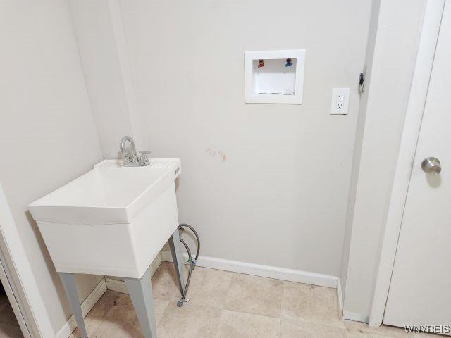 laundry area featuring sink and hookup for a washing machine