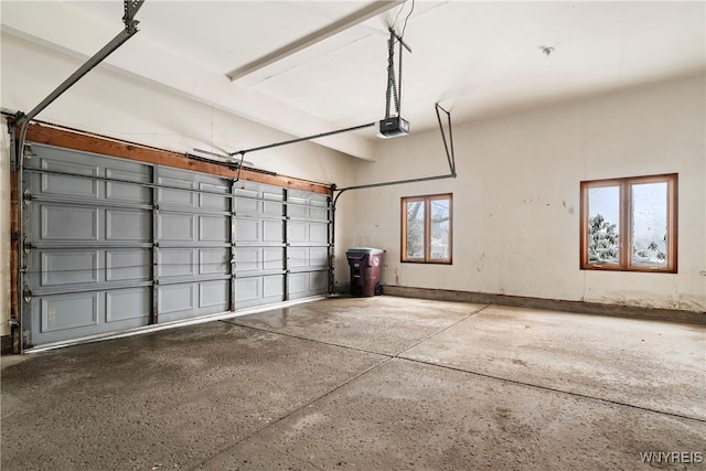 garage with a garage door opener