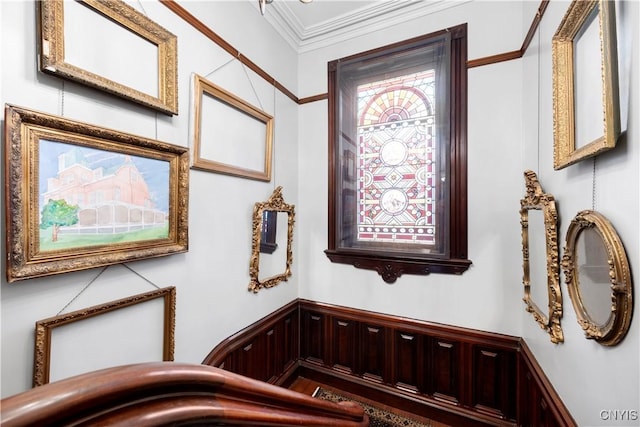 interior space with ornamental molding